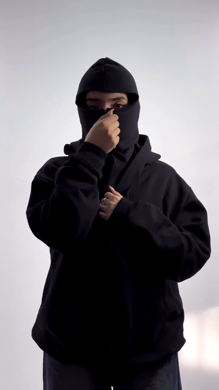 Winter Balaclava Ninja Zipper Hoodie Jacket For Women