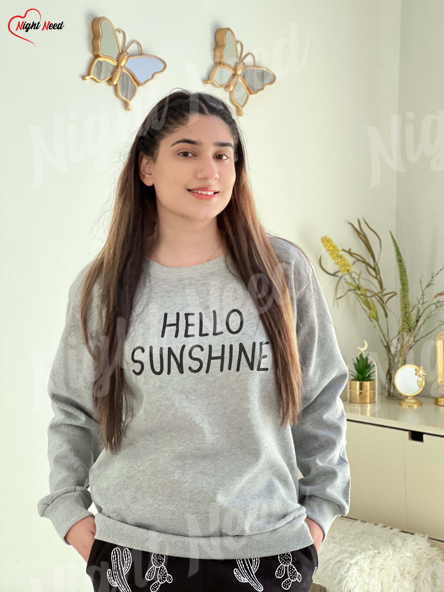Winter Hello Sunshine Printed Night Suit