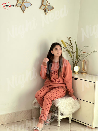 Winter Love Sleep Printed Night Suit