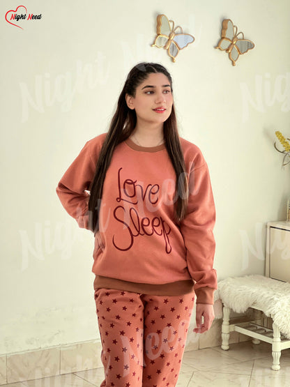 Winter Love Sleep Printed Night Suit