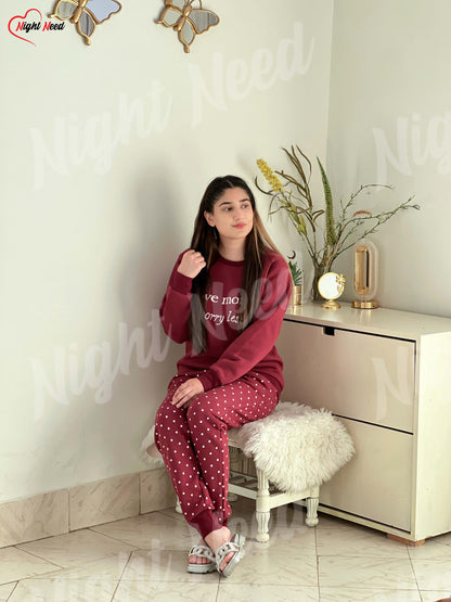 Winter Love More Printed Night Suit