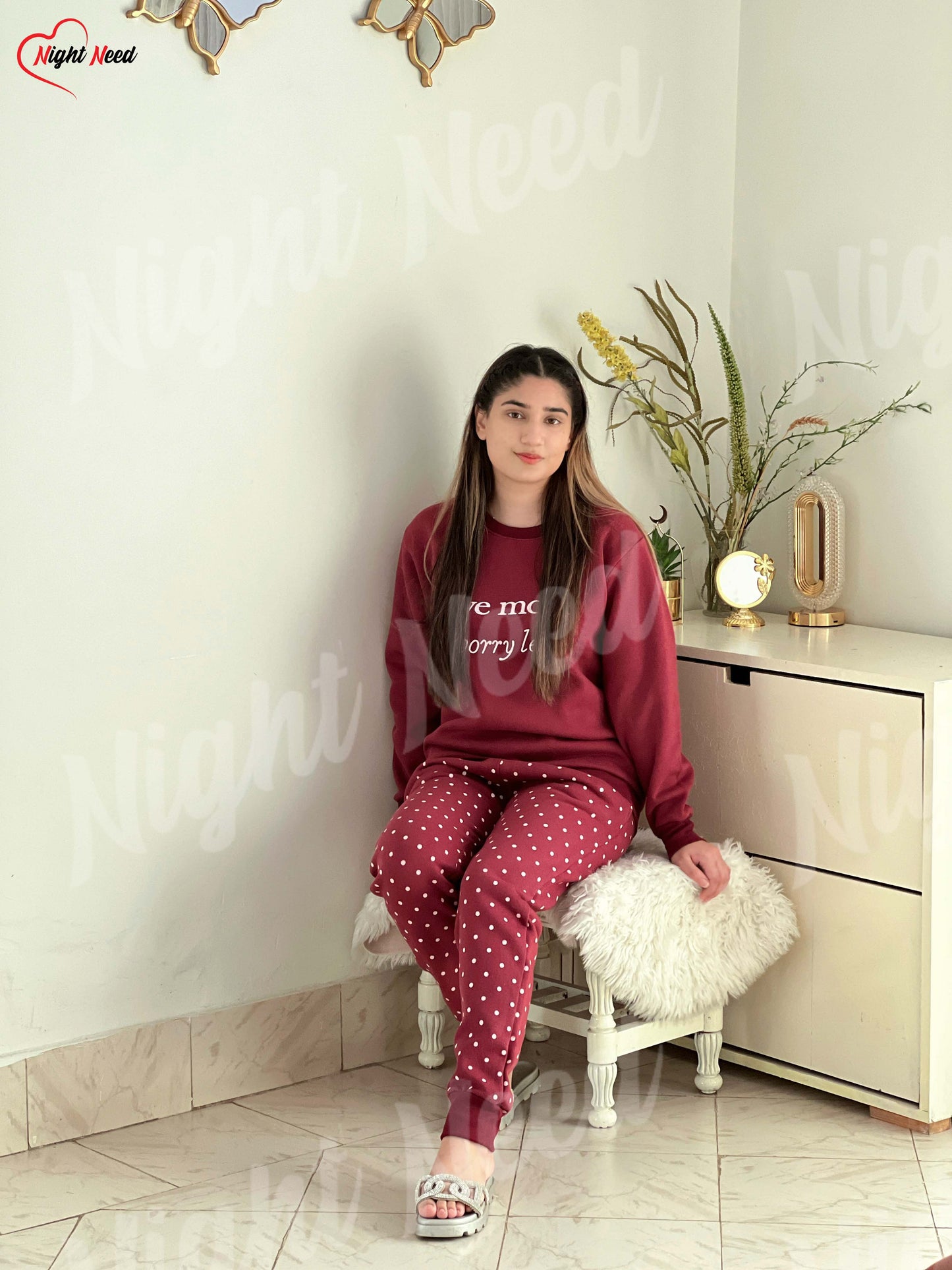 Winter Love More Printed Night Suit
