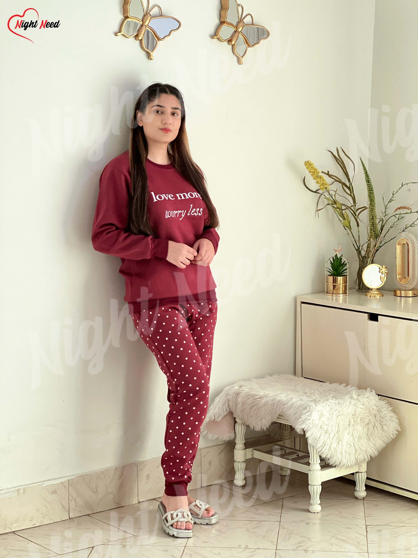 Winter Love More Printed Night Suit