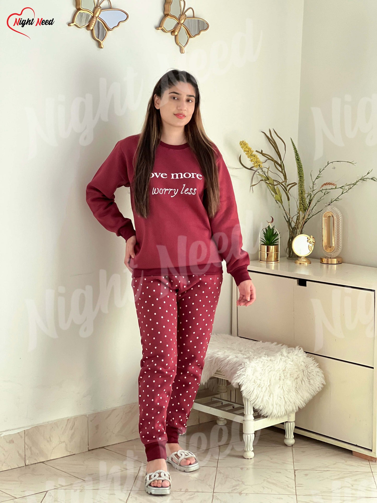 Winter Love More Printed Night Suit