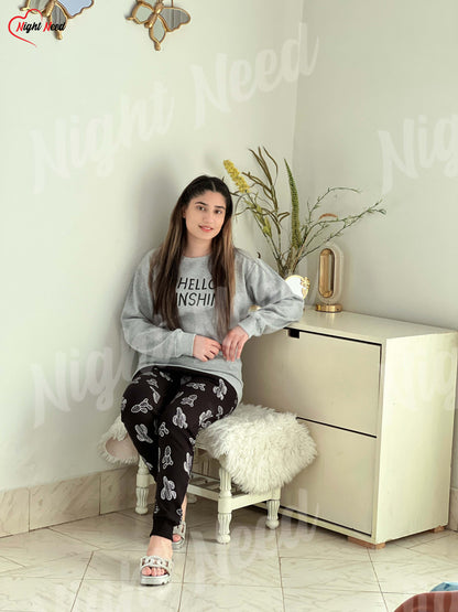 Winter Hello Sunshine Printed Night Suit